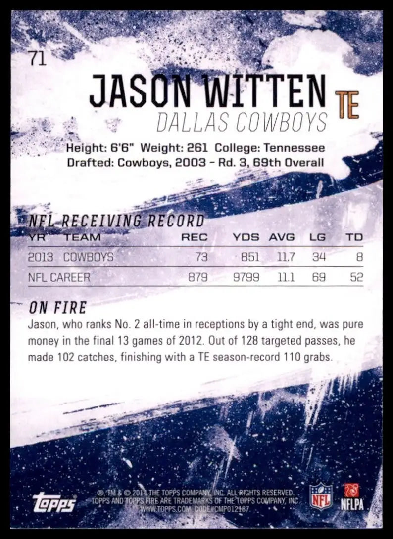 2014 Topps Fire - Jason Witten #71 - Football Card Single