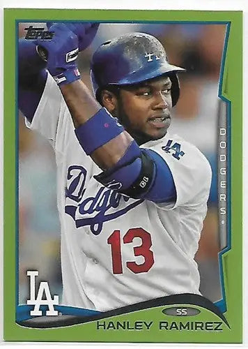 2014 Topps Green Hanley Ramirez baseball card with original gloss Dodgers NM-MT