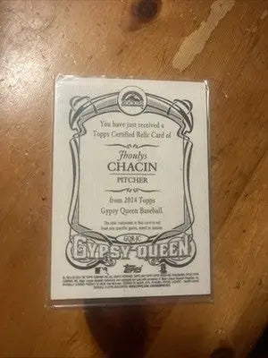 Fhoutys Chacin baseball card from 2014 Topps Gypsy Queen Jhoulys Chacin Relic series