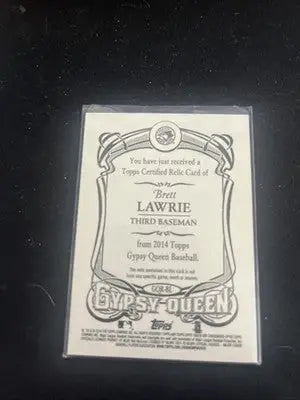 Brett Lawrie baseball card from 2014 Topps Gypsy Queen Relics collection