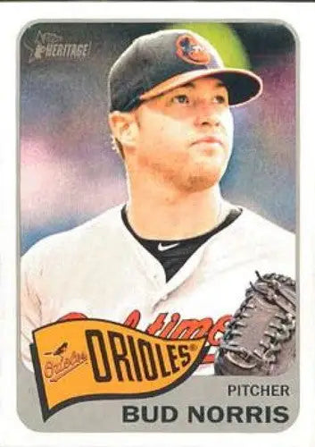 Original gloss 2014 Topps Heritage Bud Norris NMMT baseball card Orioles ID 6939