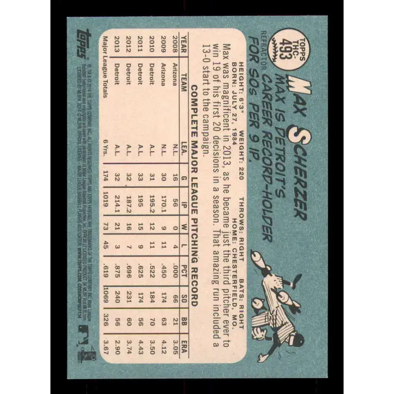 2014 Topps Heritage Chrome Refractor Purple #THC-493 Max Scherzer NM-MT Detroit Tigers Baseball Card - Baseball Card