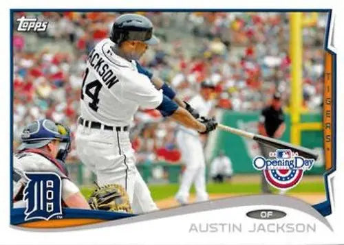Original gloss 2014 Topps Opening Day Austin Jackson NMMT baseball card showcasing Tigers