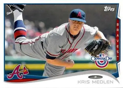 Original gloss Kris Medlen baseball card from 2014 Topps Opening Day NMMT Braves