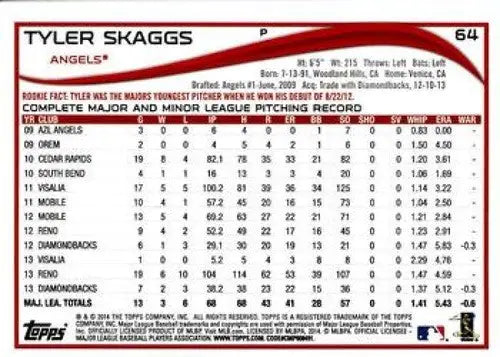 2014 Topps Opening Day #64 Tyler Skaggs NMMT Angels ID:6916 - Baseball Card Single