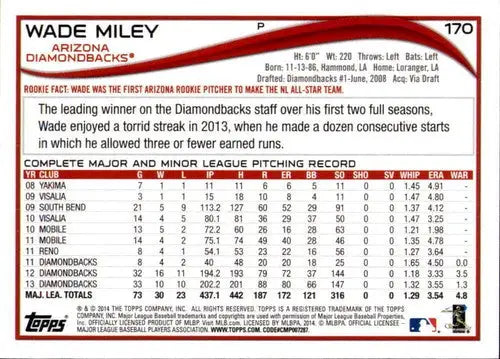 2014 Topps Red Foil #170 Wade Miley NM-MT Diamondbacks ID:72640 - Baseball Card Single