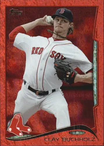 2014 Topps Red Foil Clay Buchholz baseball card with original gloss, Red Sox collectible