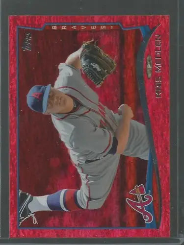 Baseball card displaying 2014 Topps Red Foil Kris Medlen NM-MT Braves ID 9168