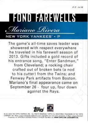 2014 Topps Update #FF-MR Mariano Rivera Fond Farewells - Baseball Card Single