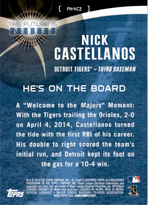 2014 Topps Update #FN-NC2 Nick Castellanos The Future is Now - Baseball Card Single