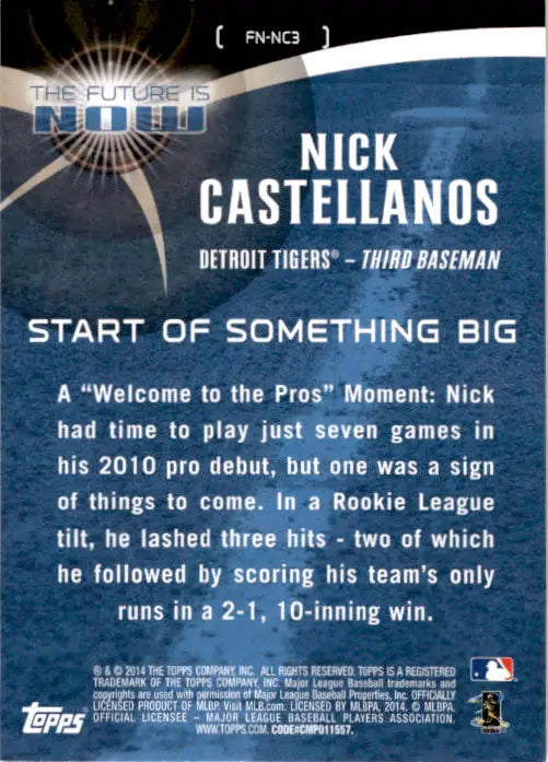 2014 Topps Update #FN-NC3 Nick Castellanos The Future is Now - Baseball Card Single