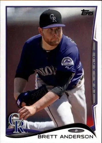 Original gloss 2014 Topps Update Brett Anderson baseball card Rockies ID 18929