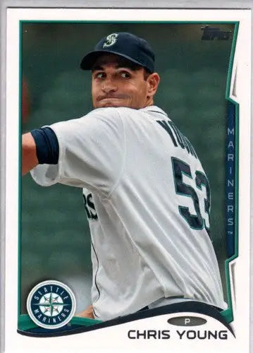 Original gloss of Chris Young baseball card from 2014 Topps Update Mariners series