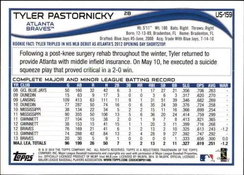2014 Topps Update #US-159 Tyler Pastornicky NM-MT Braves - Baseball Card Single