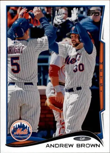 Original gloss baseball card featuring Andrew Brown from Topps Update 2014 Mets NM-MT