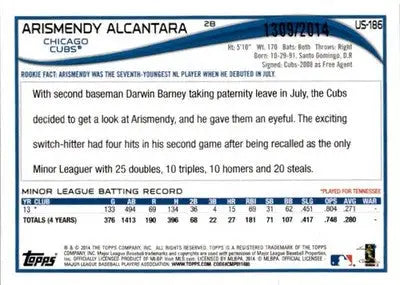 2014 Topps Update #US-186 Arismendy Alcantara Gold #/2014 - Baseball Card Single
