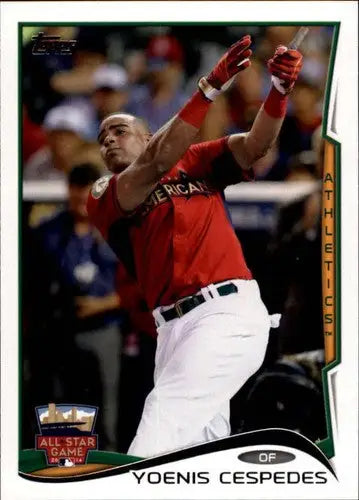 2014 Topps Update Yoenis Cespedes baseball card with original gloss for Athletics team