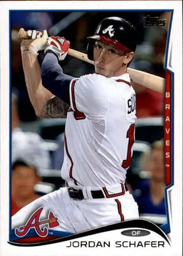 2014 Topps Update Jordan Schafer baseball card with original gloss featuring Braves ID 73029