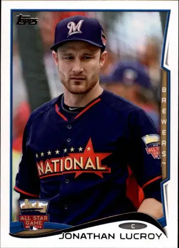 2014 Topps Update Jonathan Lucroy baseball card with original gloss Brewers ID 5516