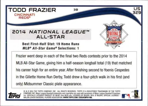 2014 Topps Update #US-329 Todd Frazier NM-MT Reds ID:71063 - Baseball Card Single