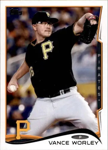 Original gloss baseball card of Vance Worley from 2014 Topps Update Pirates series