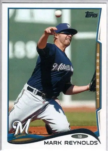 2014 Topps Update Mark Reynolds baseball card with original gloss Brewers ID 14805