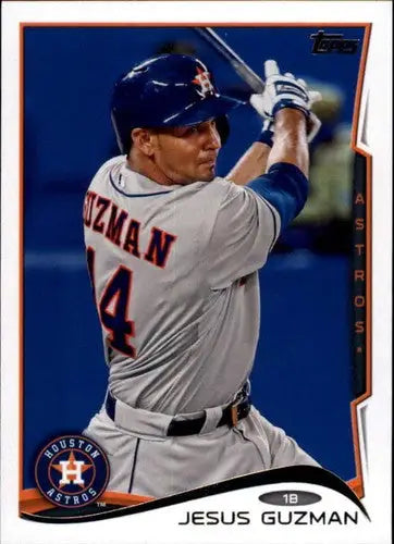 Baseball card showing Jesus Guzman from 2014 Topps Update with original gloss