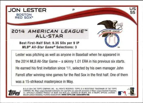 2014 Topps Update #US-55 Jon Lester NM-MT Red Sox - Baseball Card Single
