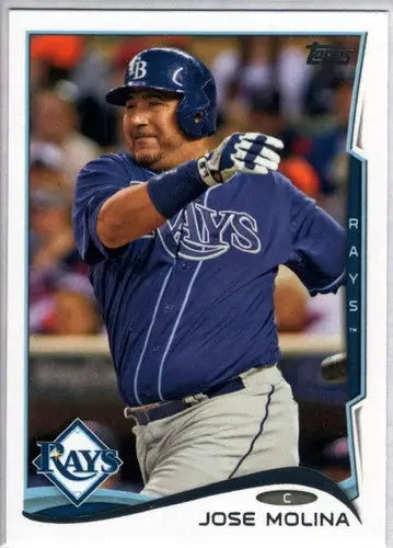 Original gloss Jose Molina baseball card from 2014 Topps Update Rays series