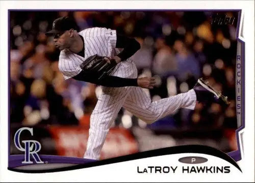2014 Topps Update Latroy Hawkins baseball card with original gloss and Rockies ID 18722