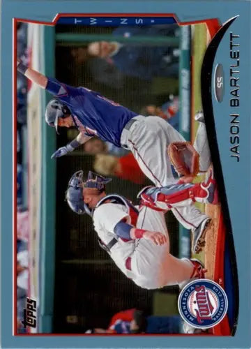 Original gloss baseball card from 2014 Topps Update with blue border featuring Jason Bartlett