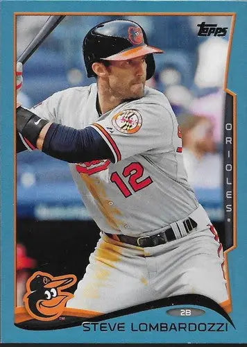 Steve Lombardozzi baseball card with blue border and original gloss from Topps Update