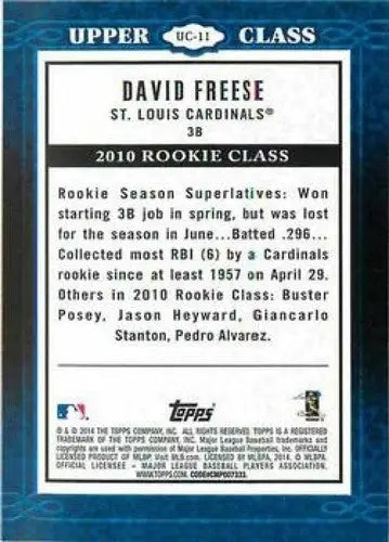 Original gloss David Freese baseball card from 2014 Topps Upper Class series
