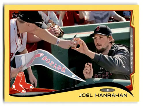 Original gloss 2014 Topps Yellow Joel Hanrahan baseball card Red Sox ID 72141