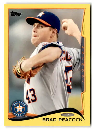 2014 Topps Yellow Brad Peacock baseball card with original gloss Astros ID 72788
