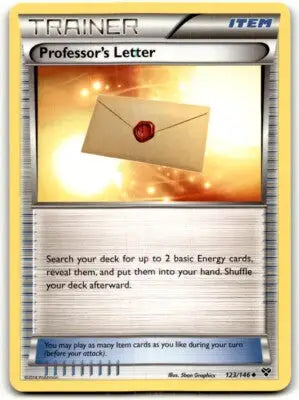 Pokémon Trainer card featuring 2014 XY Professor’s Letter Uncommon #123 with text-align center