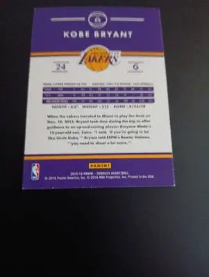 2015-16 Panini Donruss - Kobe Bryant #62. Los Angeles Lakers. NRMT+ - Basketball Card Single