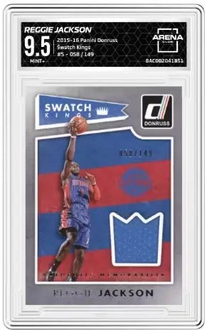 2015-16 Panini Donruss Reggie Jackson #5 Swatch Kings 058/149 Arena Club 9.5 - Basketball Card Single