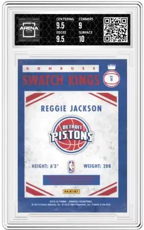 2015-16 Panini Donruss Reggie Jackson #5 Swatch Kings 058/149 Arena Club 9.5 - Basketball Card Single