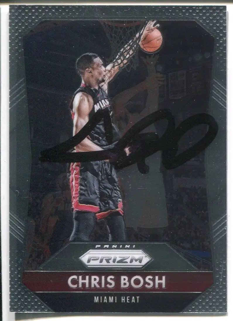 2015-16 Panini Prizm #74 Chris Bosh Auto Basketball Card Miami Heat JSA Signed - Basketball Card Single
