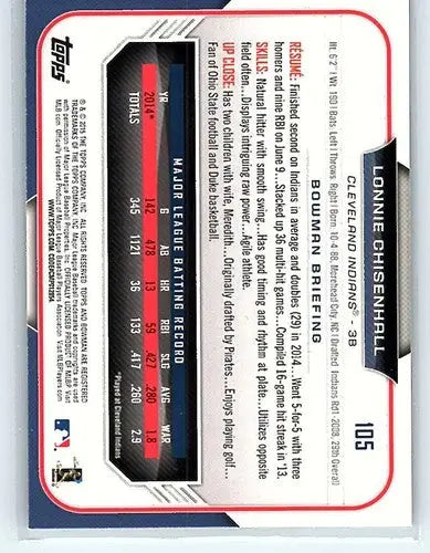 2015 Bowman #105 Lonnie Chisenhall NM-MT Indians - Baseball Card Single