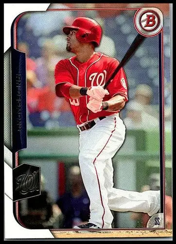 Baseball card featuring Ian Desmond from 2015 Bowman with original gloss and batter image