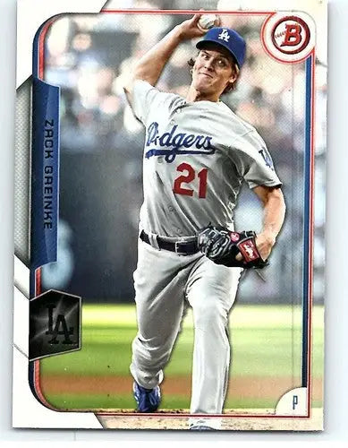 Original gloss Zack Greinke baseball card 2015 Bowman NM-MT Dodgers featuring Zack Greinke