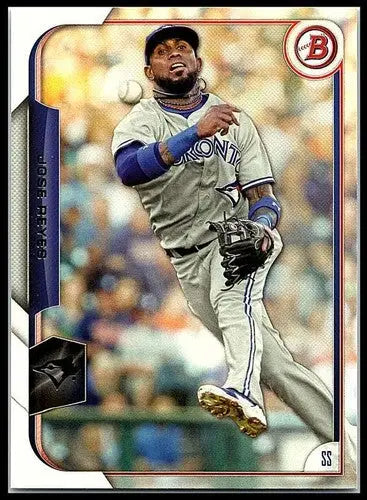 Original gloss baseball card featuring Jose Reyes of the Blue Jays from 2015 Bowman