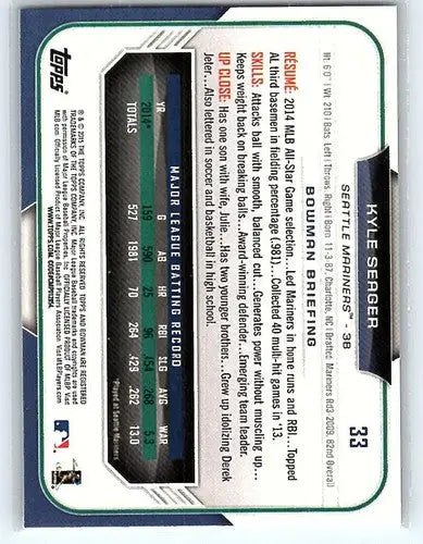 2015 Bowman #33 Kyle Seager NM-MT Mariners ID:3861 - Baseball Card Single