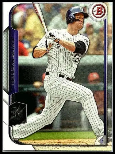 Original gloss baseball card of Justin Morneau NM-MT from 2015 Bowman Rockies