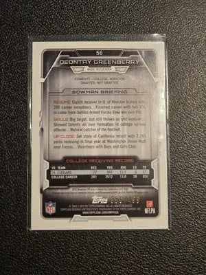 2015 Bowman #56 Deontay Greenberry Rookies Blue #/499 - Football Card Single