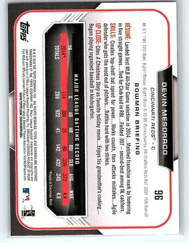 Baseball card back featuring original gloss Devin Mesoraco NM-MT Reds ID 22179