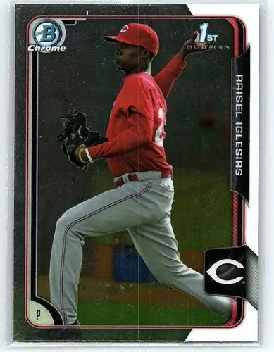 Original gloss baseball card of Raisel Iglesias BCP103 from Bowman Chrome 2015