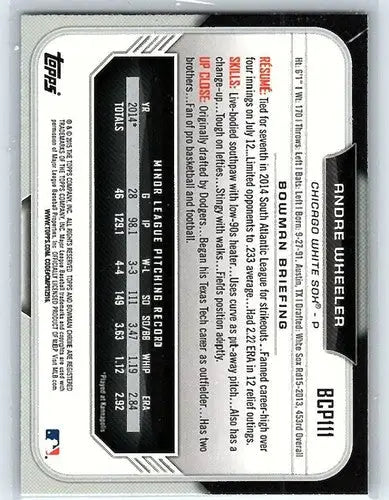 2015 Bowman Chrome Prospects BCP111 Andre Wheeler Baseball Card Back with Original Gloss